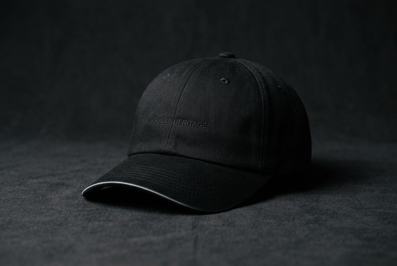 Miracle Heritage cap in black, studio product shot